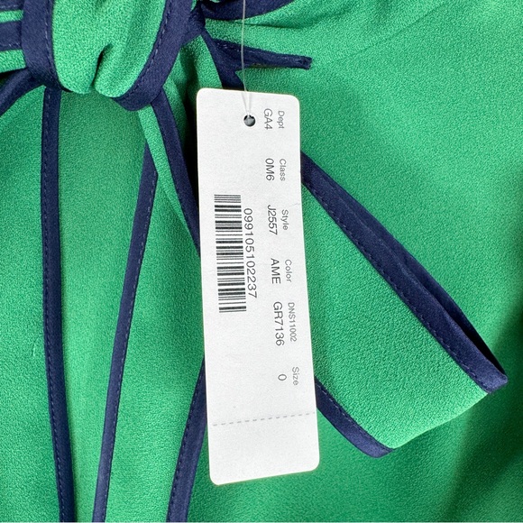 J CREW Tie-Neck Dress in 365 Crepe - Green - J2557 - Sz 0 - Picture 9 of 15